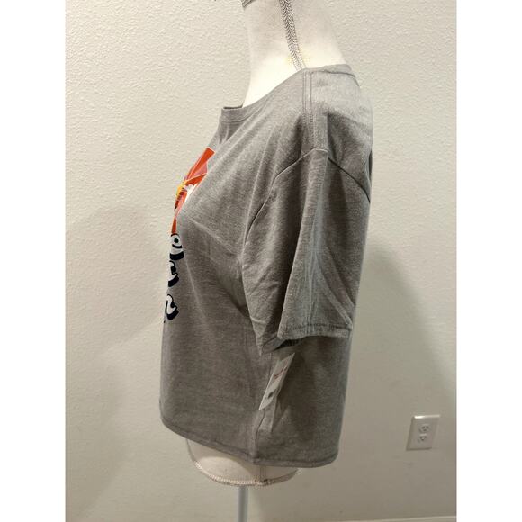 Lucky Brand Womens Cropped T-Shirt Tee Here Comes The Sun Size Medium Gray New - Picture 3 of 6